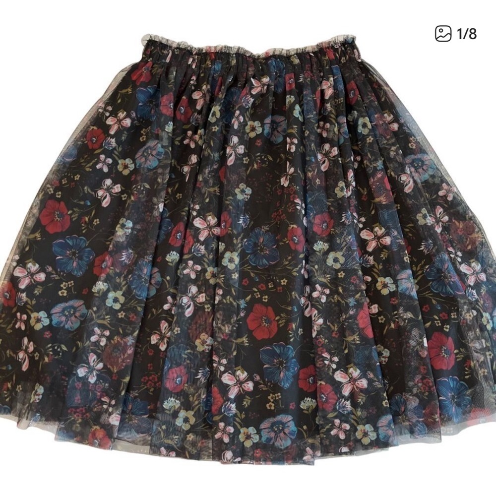 Disney x Lauren Conrad “Snow White” Floral Tulle Midi Skirt Dark Cottagecore Sz